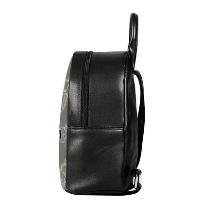 Cartoon Voodoo Doll Pattern Print Leather Backpack