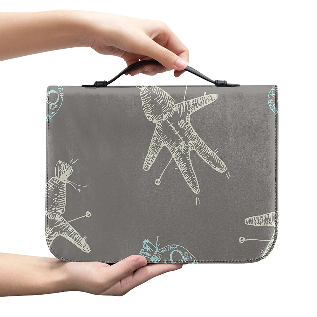 Cartoon Voodoo Doll Pattern Print Leather Bible Cover