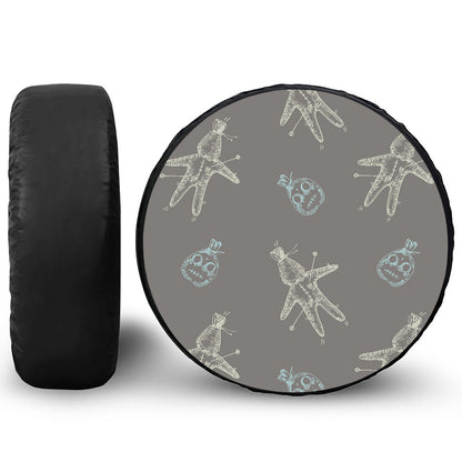 Cartoon Voodoo Doll Pattern Print Leather Spare Tire Cover