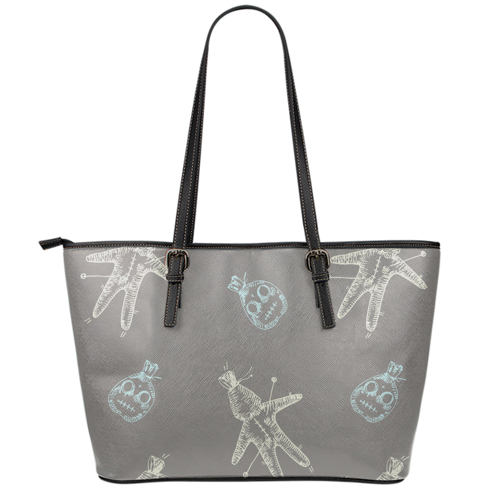 Cartoon Voodoo Doll Pattern Print Leather Tote Bag