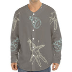 Cartoon Voodoo Doll Pattern Print Long Sleeve Baseball Jersey