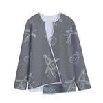 Cartoon Voodoo Doll Pattern Print Long Sleeve Short Coat