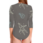 Cartoon Voodoo Doll Pattern Print Long Sleeve Swimsuit