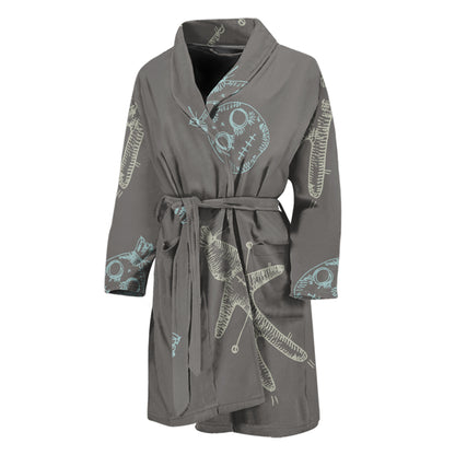 Cartoon Voodoo Doll Pattern Print Men's Bathrobe