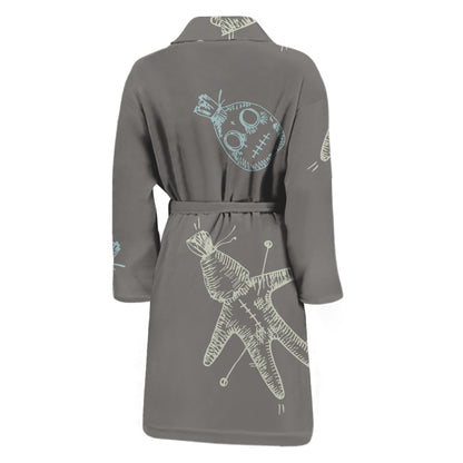Cartoon Voodoo Doll Pattern Print Men's Bathrobe