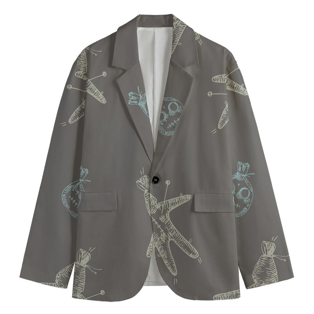 Cartoon Voodoo Doll Pattern Print Men's Blazer