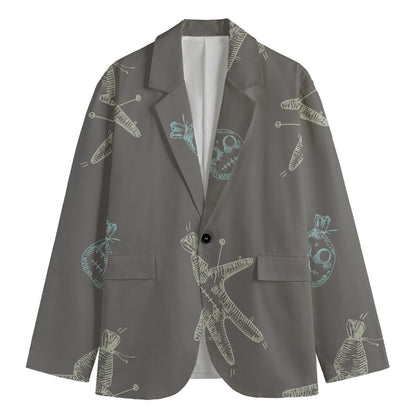 Cartoon Voodoo Doll Pattern Print Men's Blazer