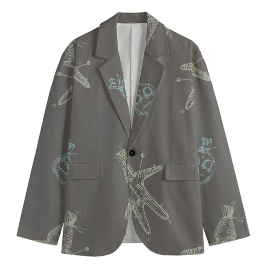 Cartoon Voodoo Doll Pattern Print Men's Blazer