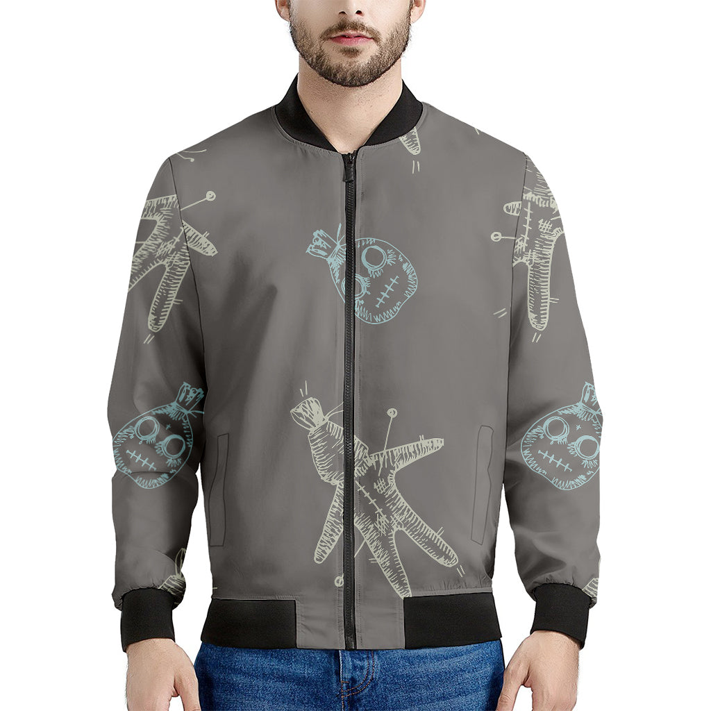 Cartoon Voodoo Doll Pattern Print Men's Bomber Jacket
