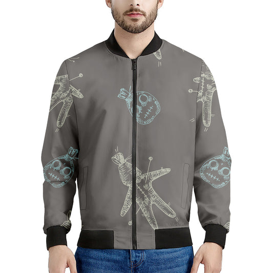 Cartoon Voodoo Doll Pattern Print Men's Bomber Jacket