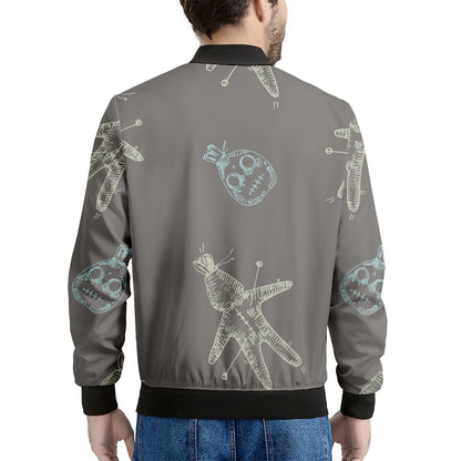 Cartoon Voodoo Doll Pattern Print Men's Bomber Jacket