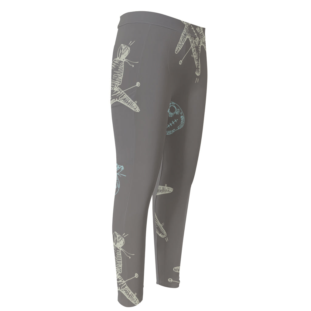 Cartoon Voodoo Doll Pattern Print Men's Compression Pants