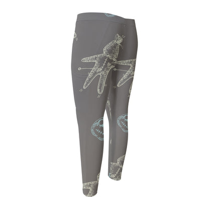 Cartoon Voodoo Doll Pattern Print Men's Compression Pants