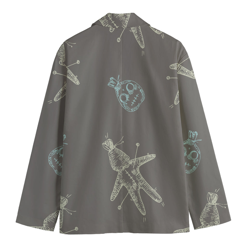 Cartoon Voodoo Doll Pattern Print Men's Cotton Blazer