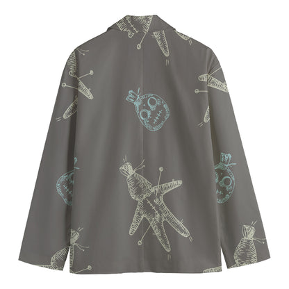 Cartoon Voodoo Doll Pattern Print Men's Cotton Blazer