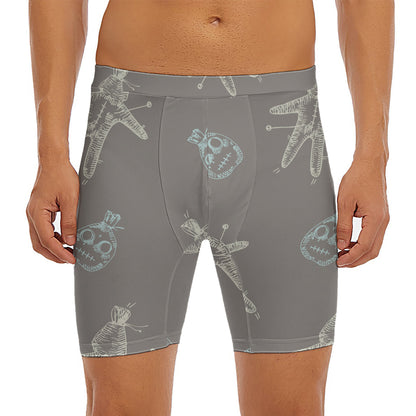 Cartoon Voodoo Doll Pattern Print Men's Long Boxer Briefs