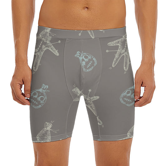 Cartoon Voodoo Doll Pattern Print Men's Long Boxer Briefs