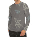 Cartoon Voodoo Doll Pattern Print Men's Long Sleeve Rash Guard