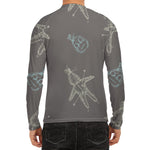 Cartoon Voodoo Doll Pattern Print Men's Long Sleeve Rash Guard