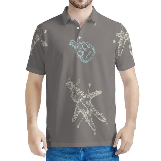 Cartoon Voodoo Doll Pattern Print Men's Polo Shirt