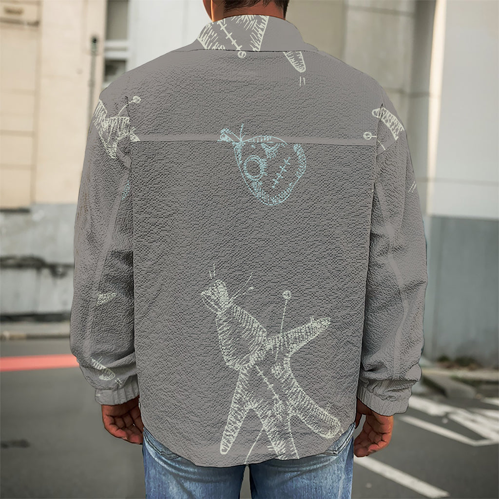 Cartoon Voodoo Doll Pattern Print Men's Shirt Jacket