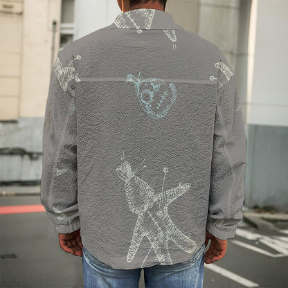 Cartoon Voodoo Doll Pattern Print Men's Shirt Jacket