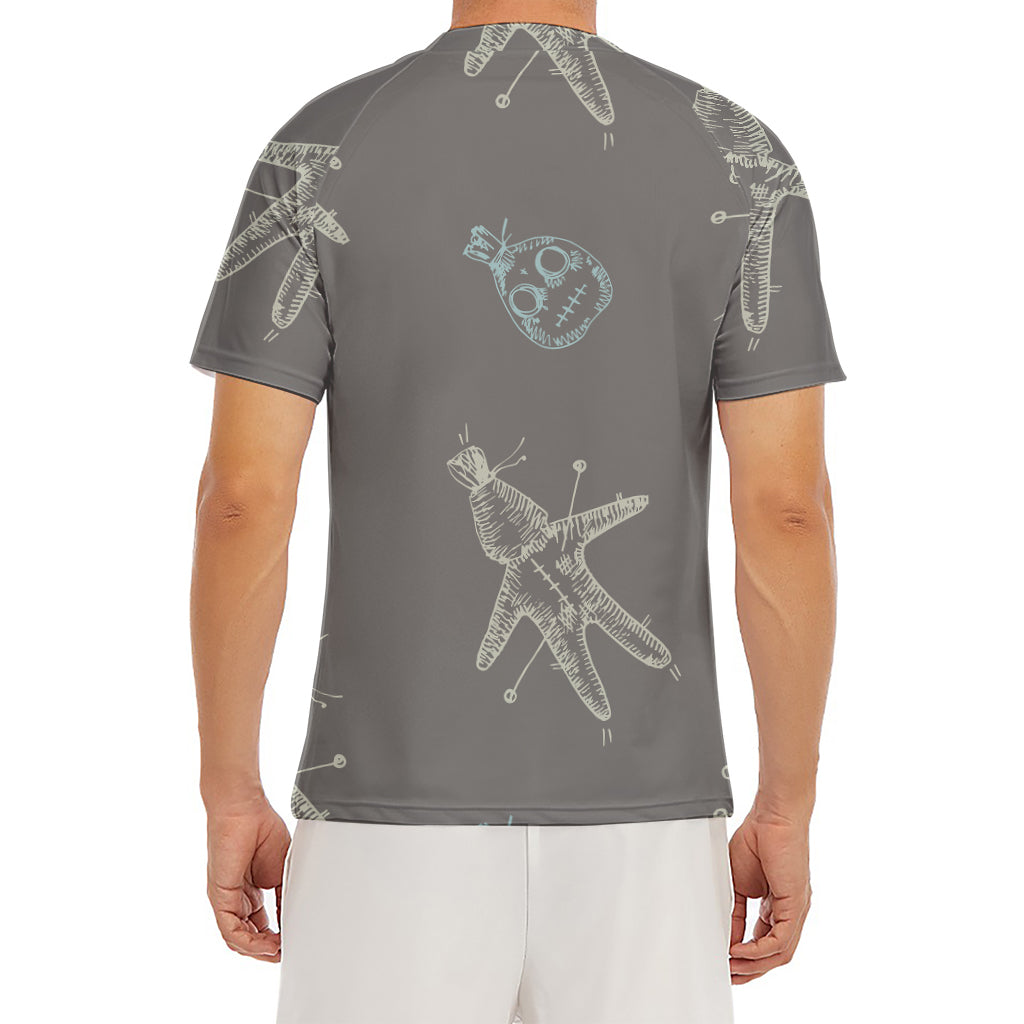 Cartoon Voodoo Doll Pattern Print Men's Short Sleeve Rash Guard