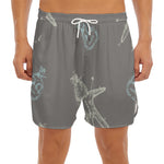 Cartoon Voodoo Doll Pattern Print Men's Split Running Shorts