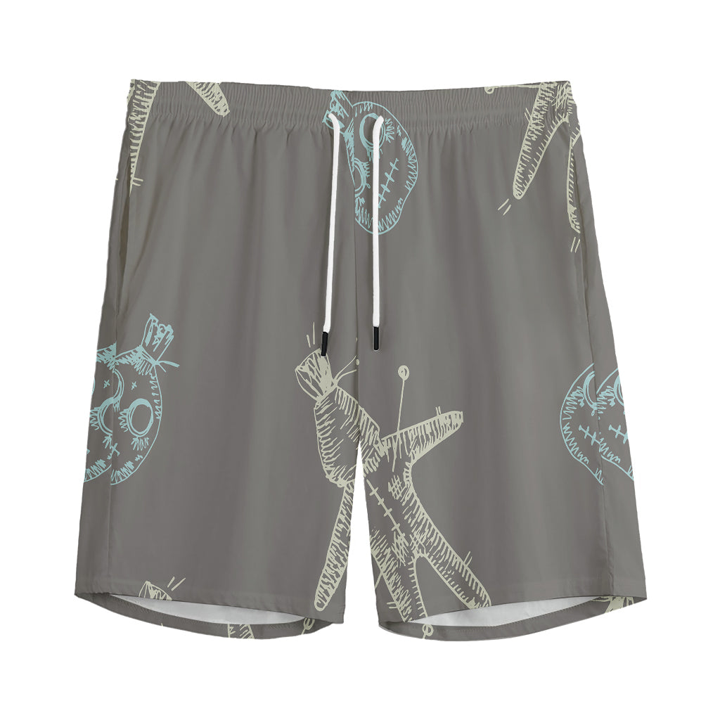 Cartoon Voodoo Doll Pattern Print Men's Sports Shorts