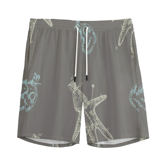 Cartoon Voodoo Doll Pattern Print Men's Sports Shorts