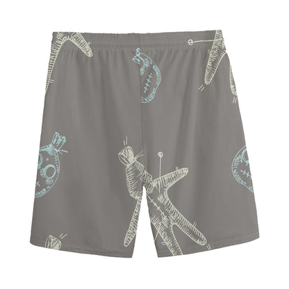 Cartoon Voodoo Doll Pattern Print Men's Sports Shorts