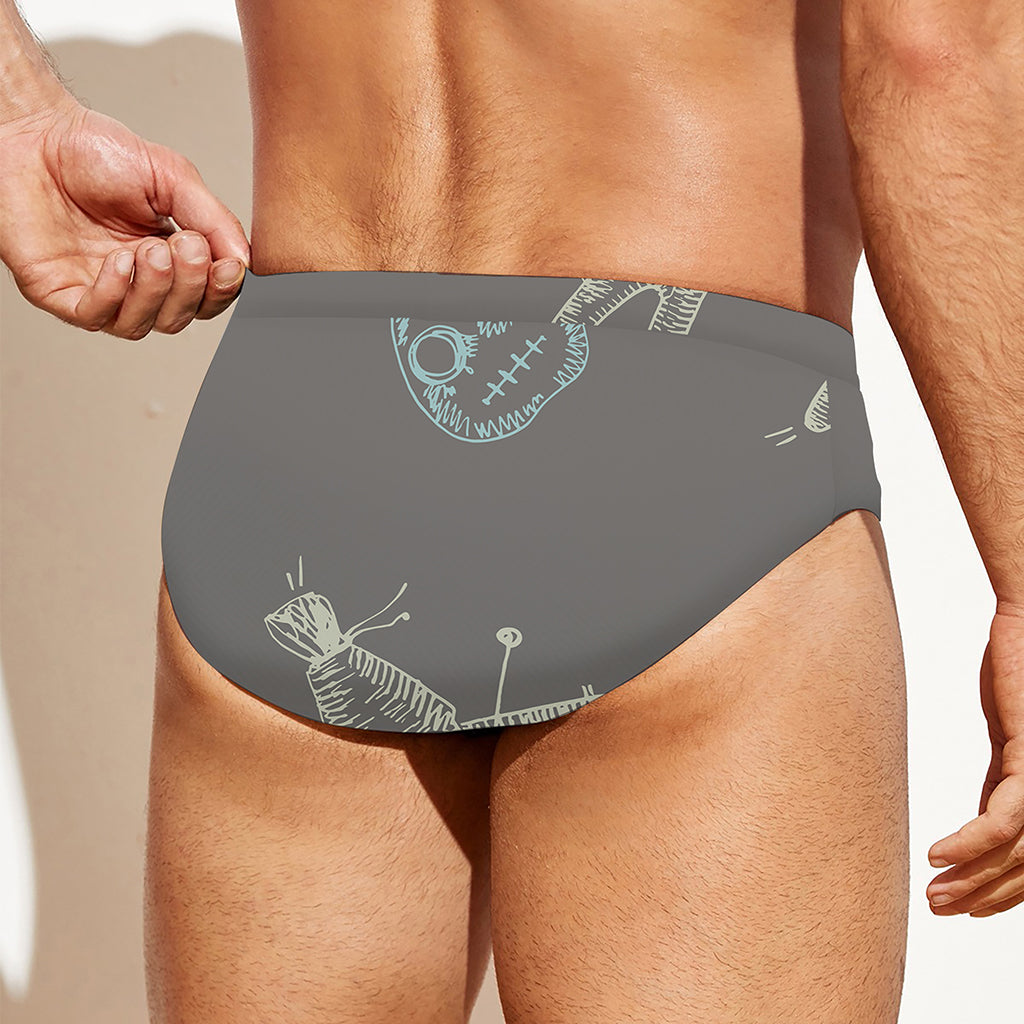 Cartoon Voodoo Doll Pattern Print Men's Swim Briefs