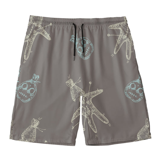 Cartoon Voodoo Doll Pattern Print Men's Swim Trunks