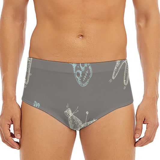 Cartoon Voodoo Doll Pattern Print Men's Triangle Swim Briefs