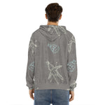 Cartoon Voodoo Doll Pattern Print Men's Velvet Pullover Hoodie