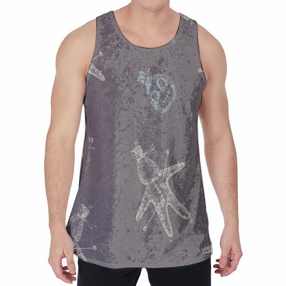 Cartoon Voodoo Doll Pattern Print Men's Velvet Tank Top