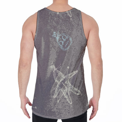Cartoon Voodoo Doll Pattern Print Men's Velvet Tank Top