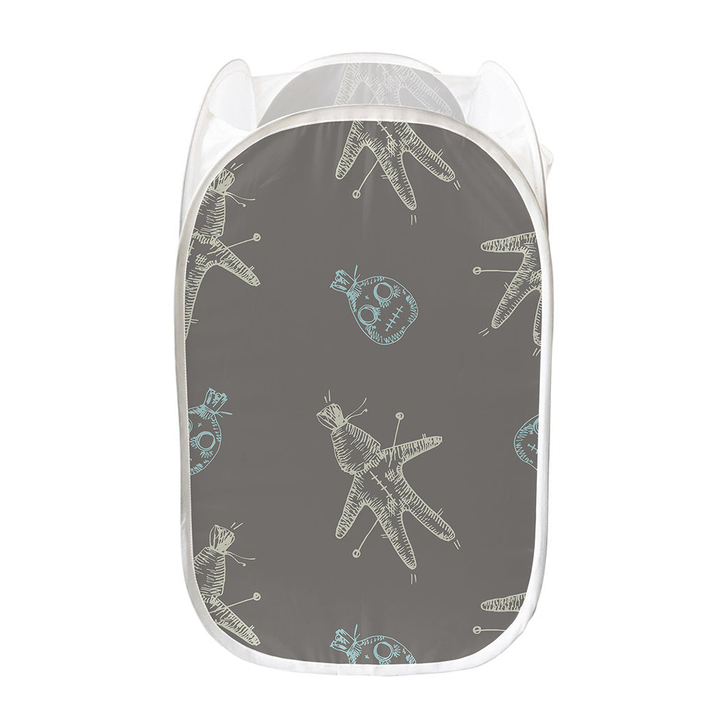 Cartoon Voodoo Doll Pattern Print Mesh Laundry Hamper