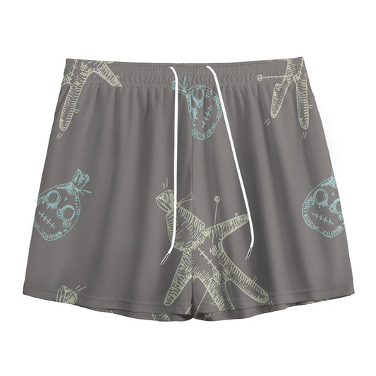 Cartoon Voodoo Doll Pattern Print Mesh Shorts
