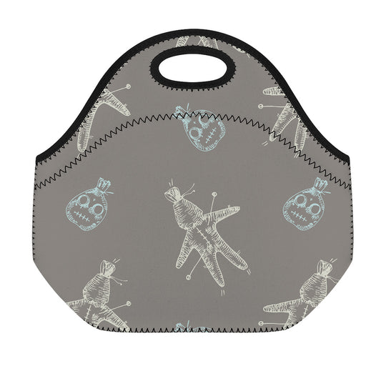 Cartoon Voodoo Doll Pattern Print Neoprene Lunch Bag