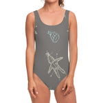 Cartoon Voodoo Doll Pattern Print One Piece Swimsuit