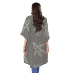 Cartoon Voodoo Doll Pattern Print Open Front Beach Cover Up