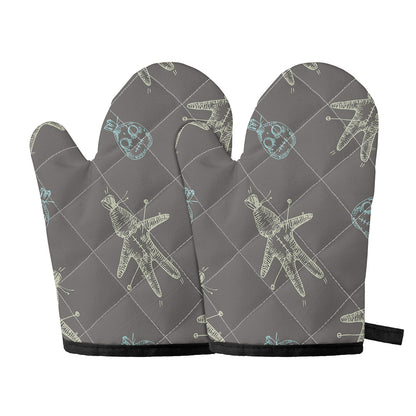 Cartoon Voodoo Doll Pattern Print Oven Mitts