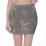 Cartoon Voodoo Doll Pattern Print Pencil Mini Skirt