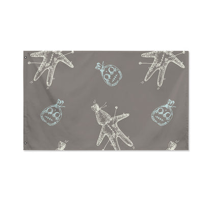 Cartoon Voodoo Doll Pattern Print Polyester Flag