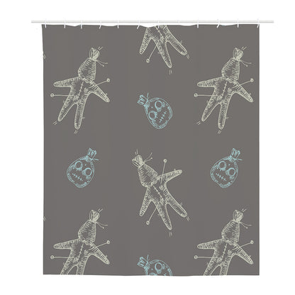 Cartoon Voodoo Doll Pattern Print Polyester Shower Curtain
