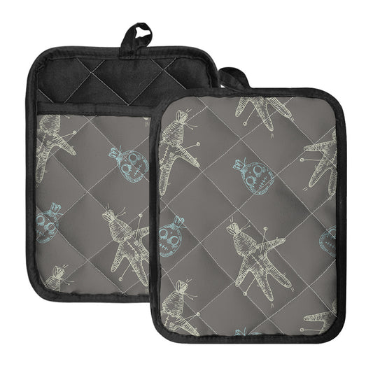 Cartoon Voodoo Doll Pattern Print Pot Holders With Pocket