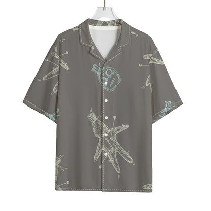 Cartoon Voodoo Doll Pattern Print Rayon Hawaiian Shirt