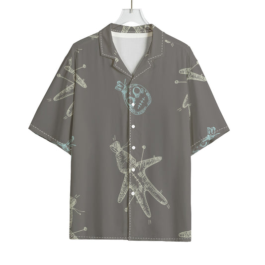 Cartoon Voodoo Doll Pattern Print Rayon Hawaiian Shirt