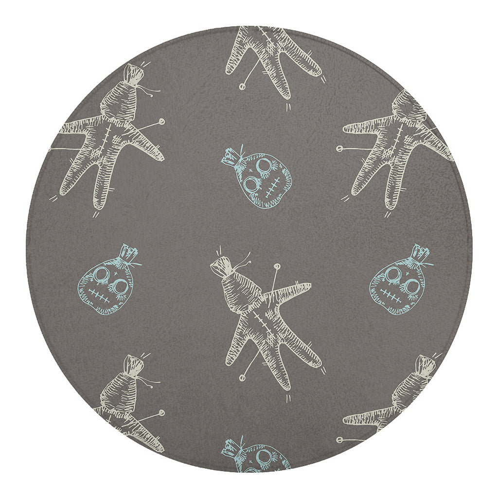 Cartoon Voodoo Doll Pattern Print Round Blanket